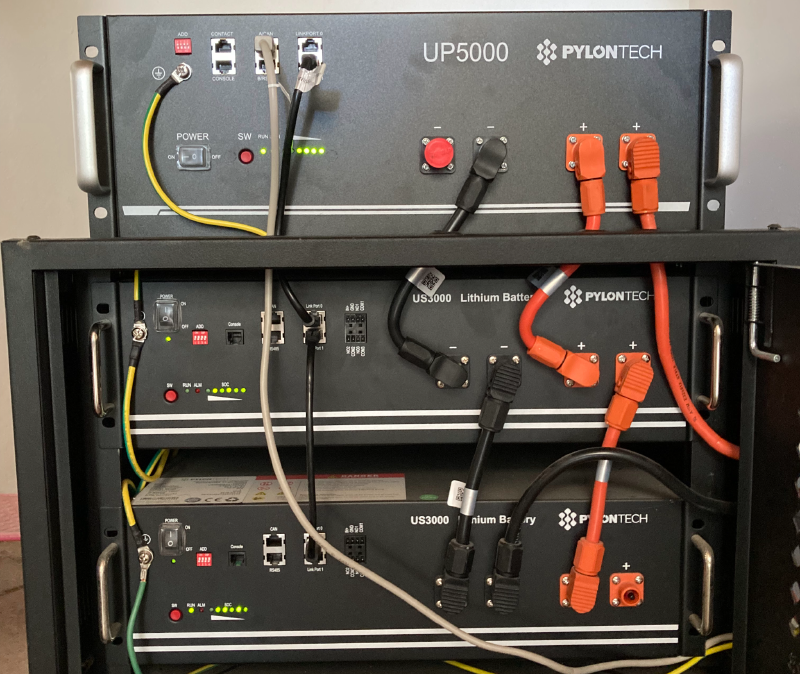 Figure 2: A cluster of lithium ion house batteries.