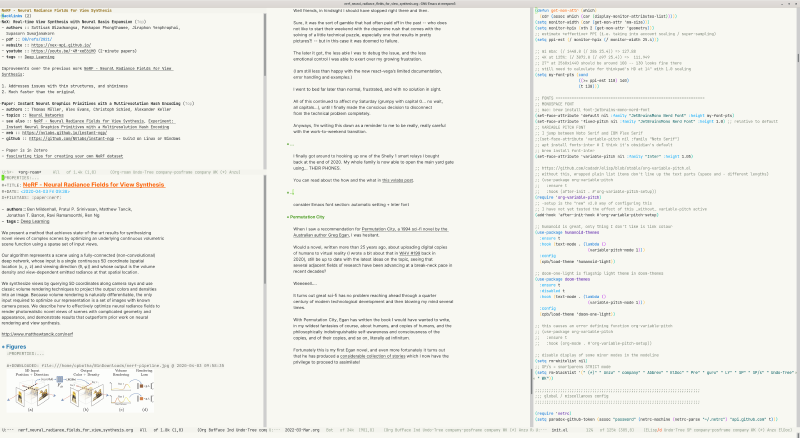 Figure 2: Emacs screenshot. No, I don&rsquo;t like dark themes.