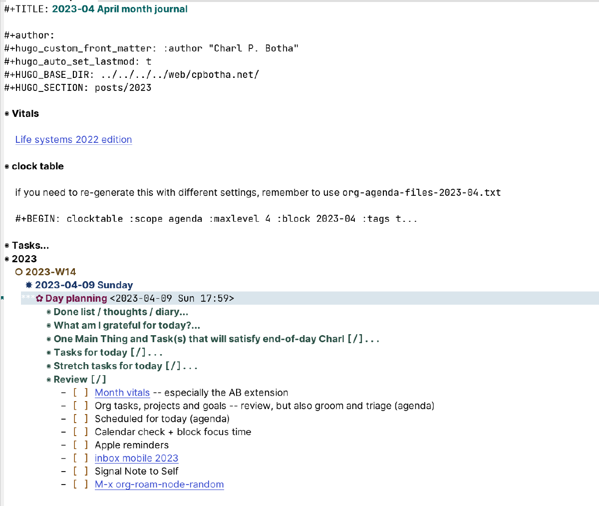 Figure 2: A simplified example of a month journal file