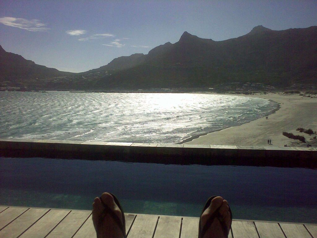 My feet having a good time at the almost-Infinity pool on the roof of the Chapman's Peak hotel (you really have to go there).