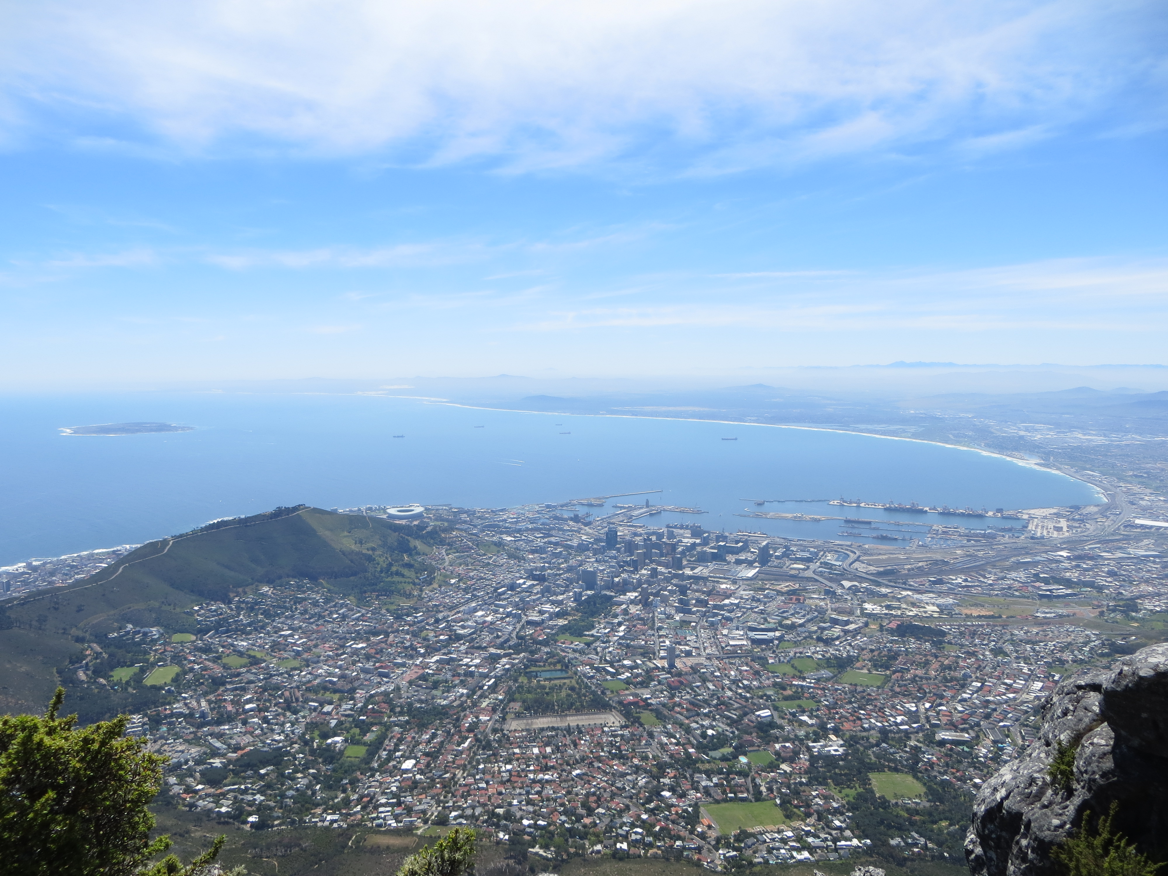 Cape Town photographed from the top of Table Mountain. Click for high-res.
