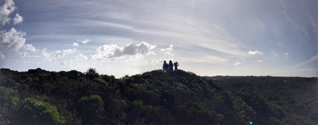 My innermost circle of humans, on an exceptionally windy hill in St Francis.